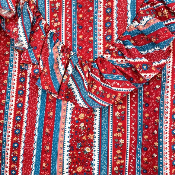 Vintage Cottage Core Handmade Ruffle Short Sleeve Floral Blouse - Picture 11 of 12